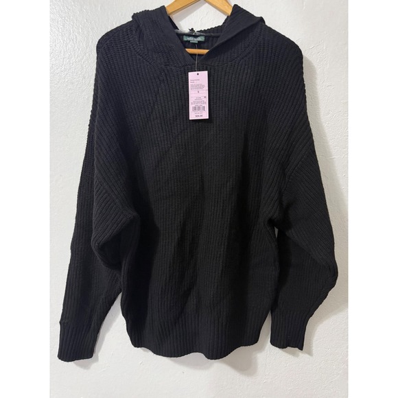 Wild Fable Women Black Ribbed Knit Hooded Pullover Sweater Size‎ S - Picture 3 of 11